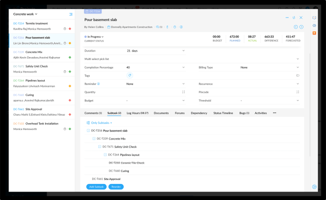 Subtasks In Zoho Projects