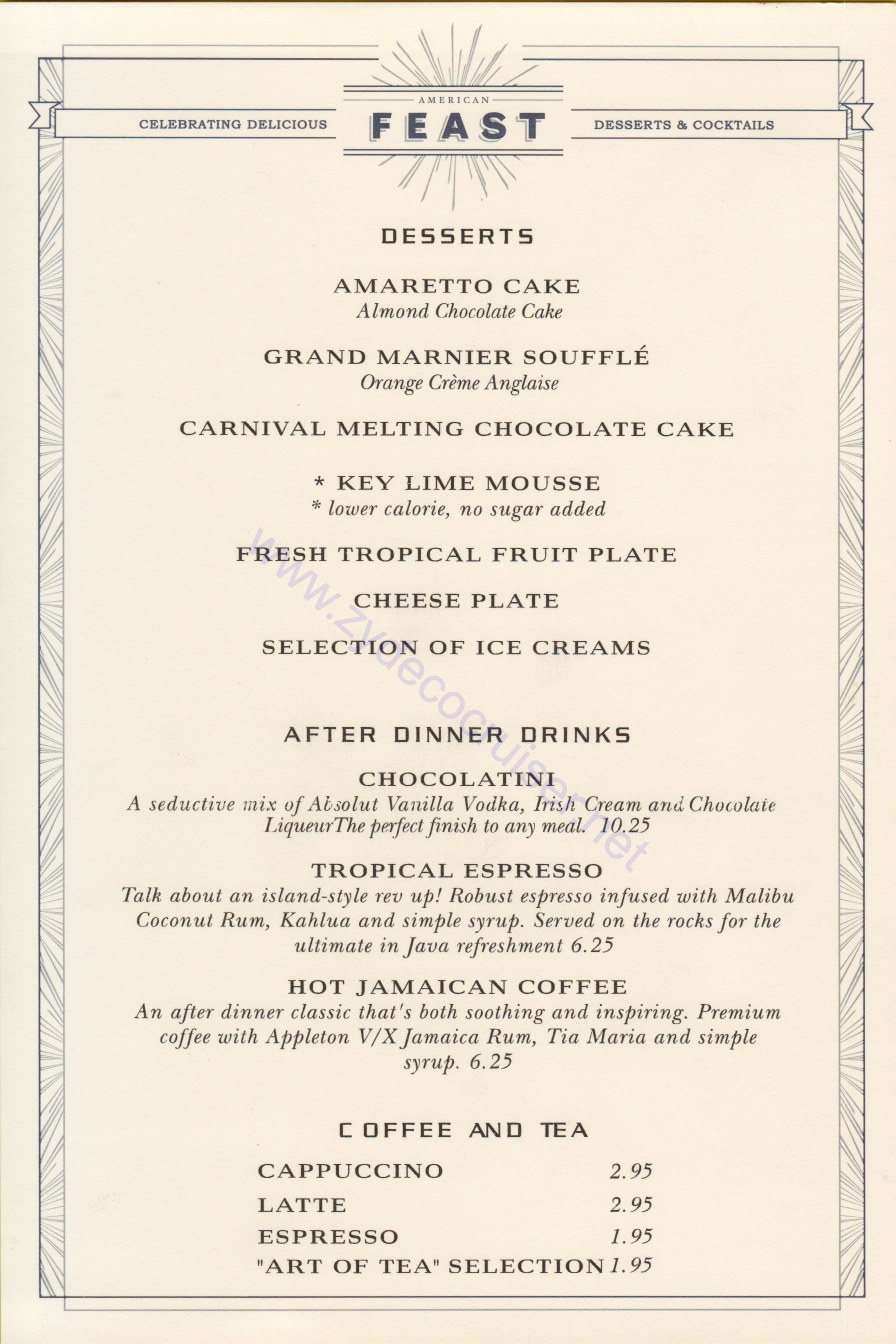 Carnival Splendor Pc Journey Cruise Mdr Menus And Food Porn