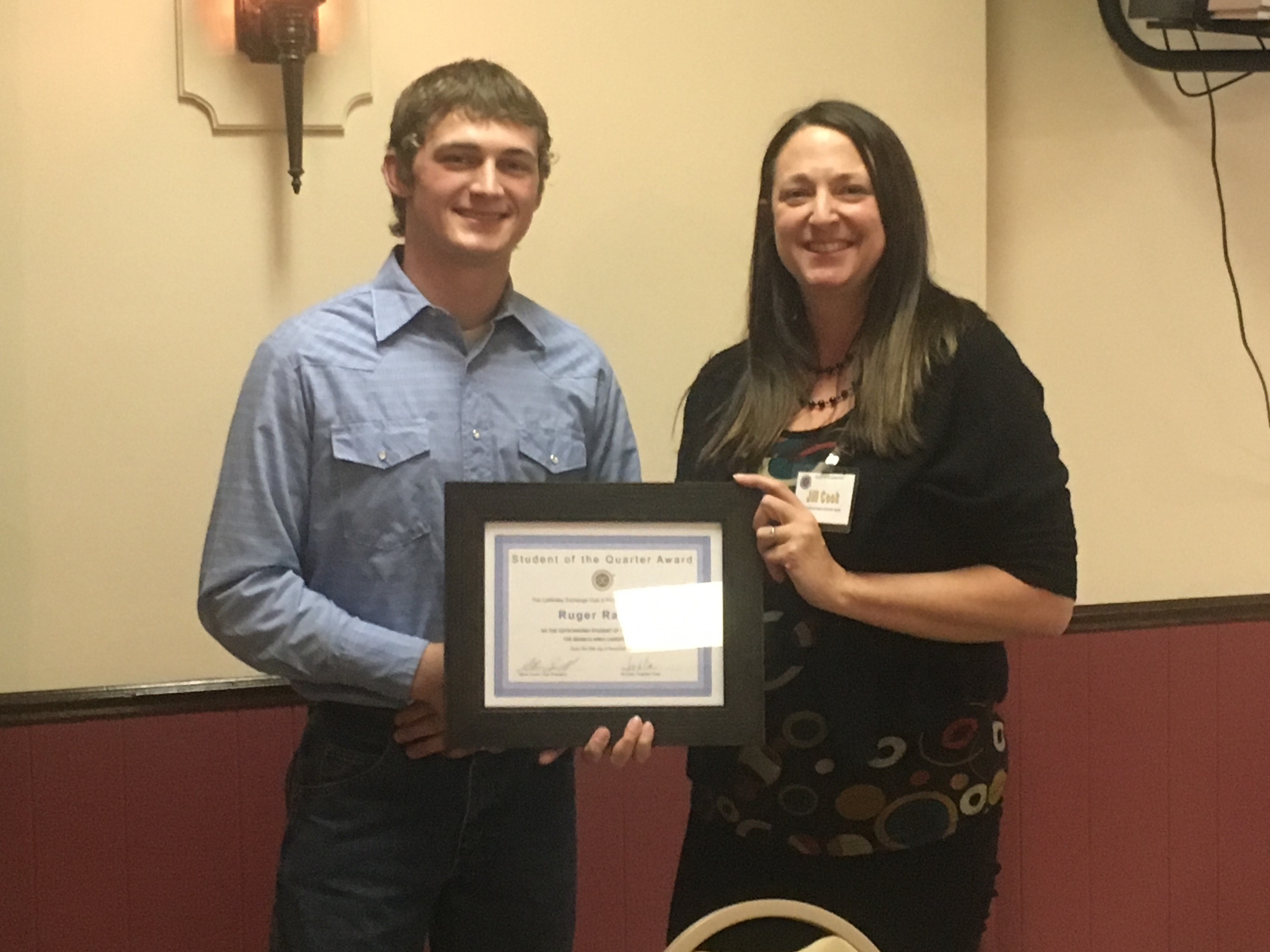 Ruger and Exchange Club Representative Jill Cook.