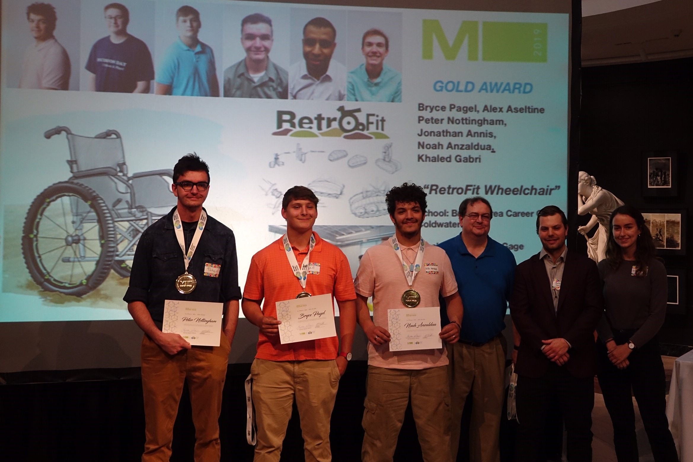 From Left to right. Peter Nottingham, Bryce Pagel, Noah Anzaldua, Marvin Gage (Instructor), Andrew Check and Eve Berndt (Mentors) not present Alex Aseltine, Jonathan Annis and Khaled Gabri.