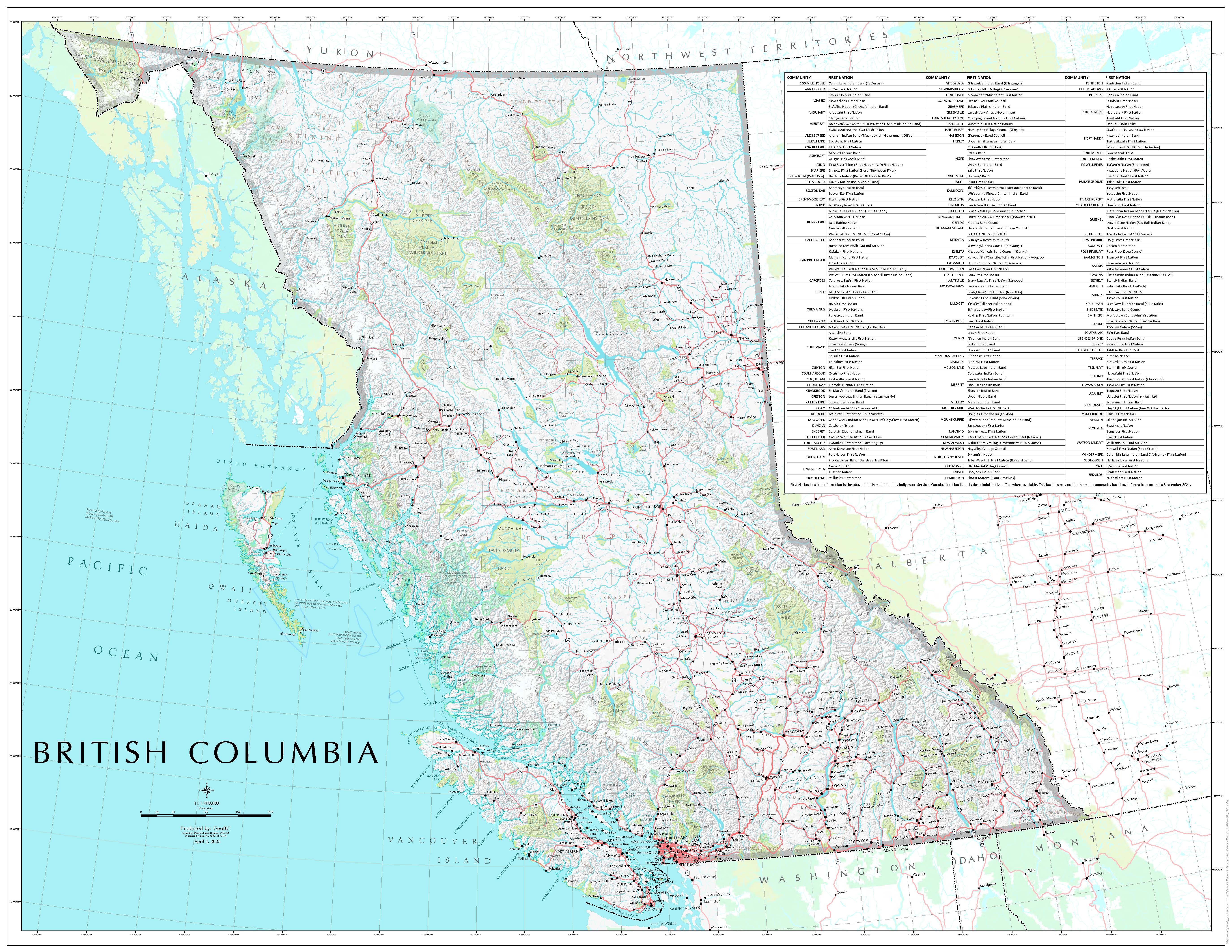 Paper Maps Of B C Province Of British Columbia Bc Esize Reference Map For Print Compressed 2026 