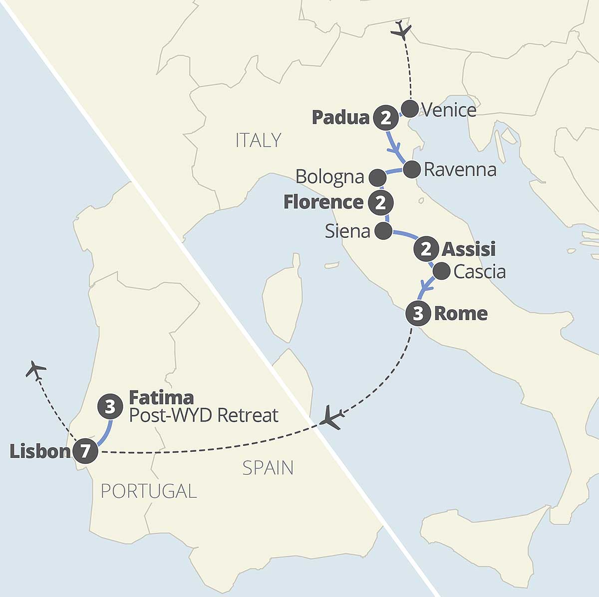 Venice To Rome Map Days Riviera Aug 2024.