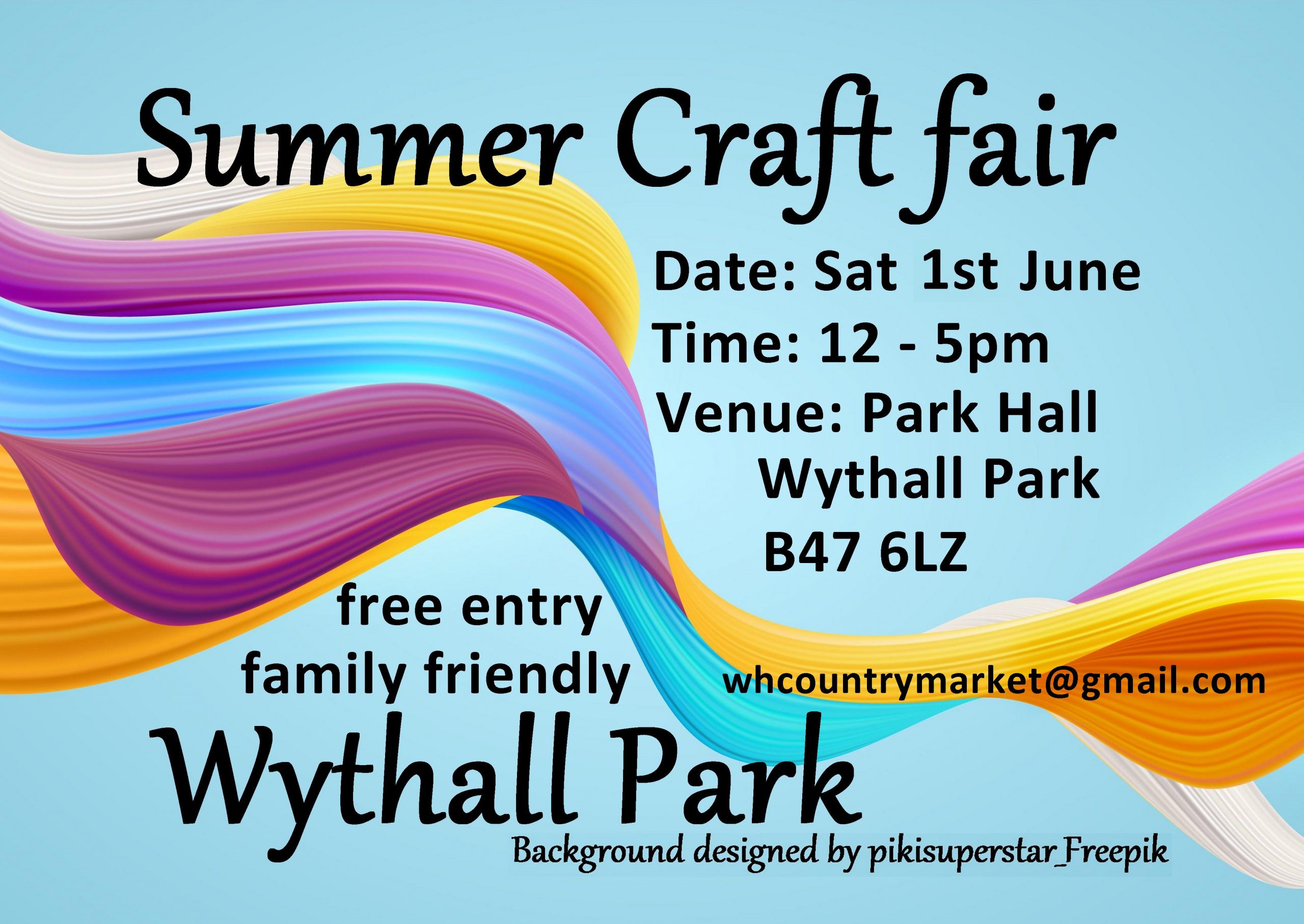Craft Fair Flyer Sat 1 June from 12pm to 5pm. Free entry.