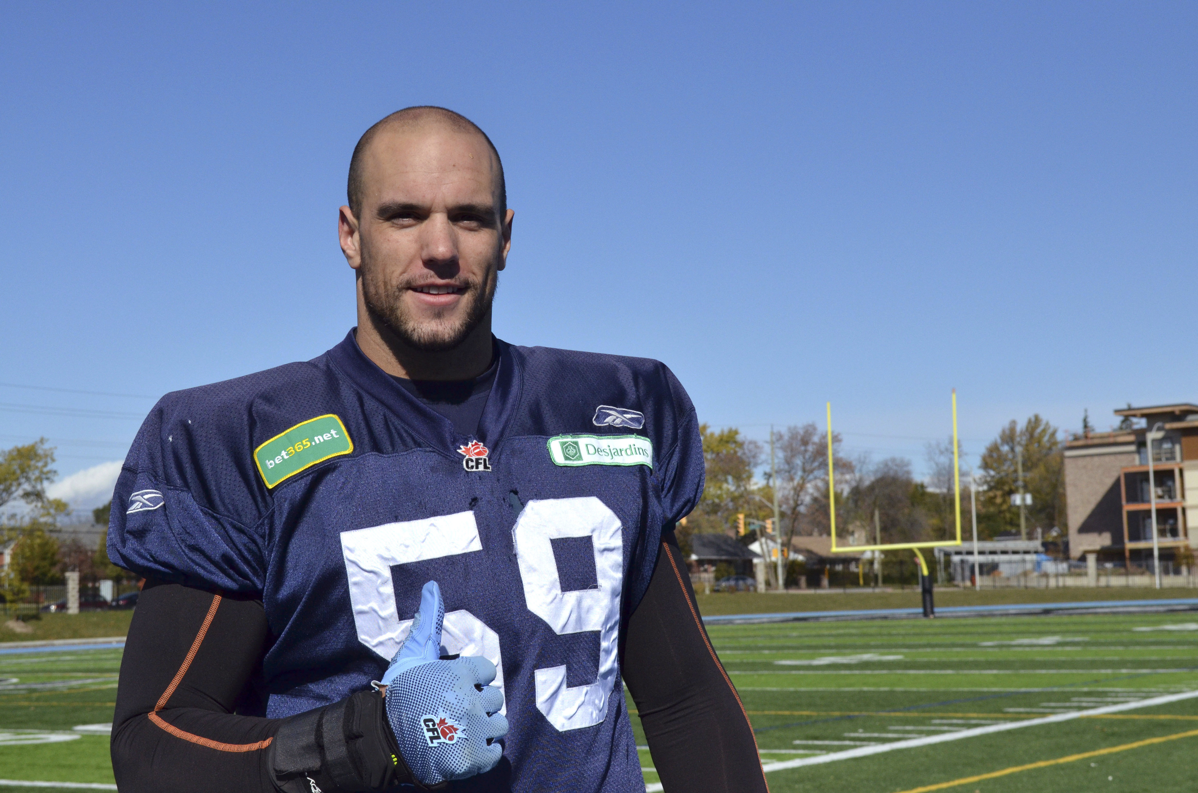 (29/10/2013) - Joe Eppele after the Toronto Argonauts practice at St. Thomas Aquinas Catholic Secondary School.