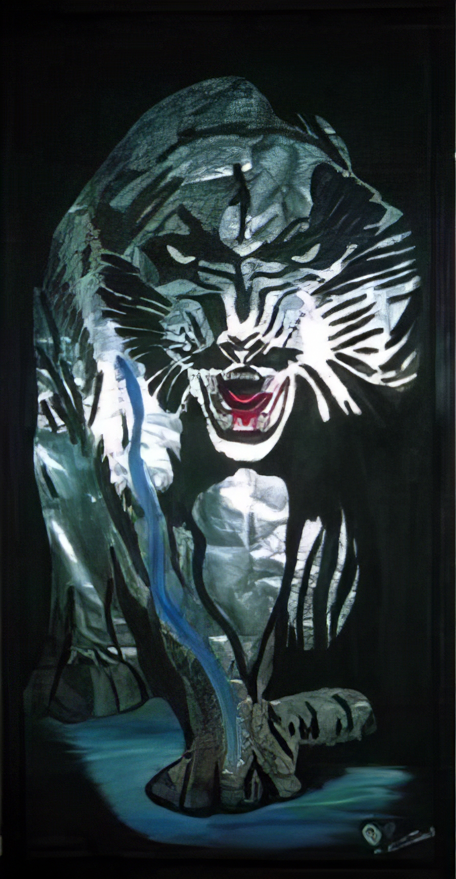 Cosmic Fighter, surreal panther painting by Xela