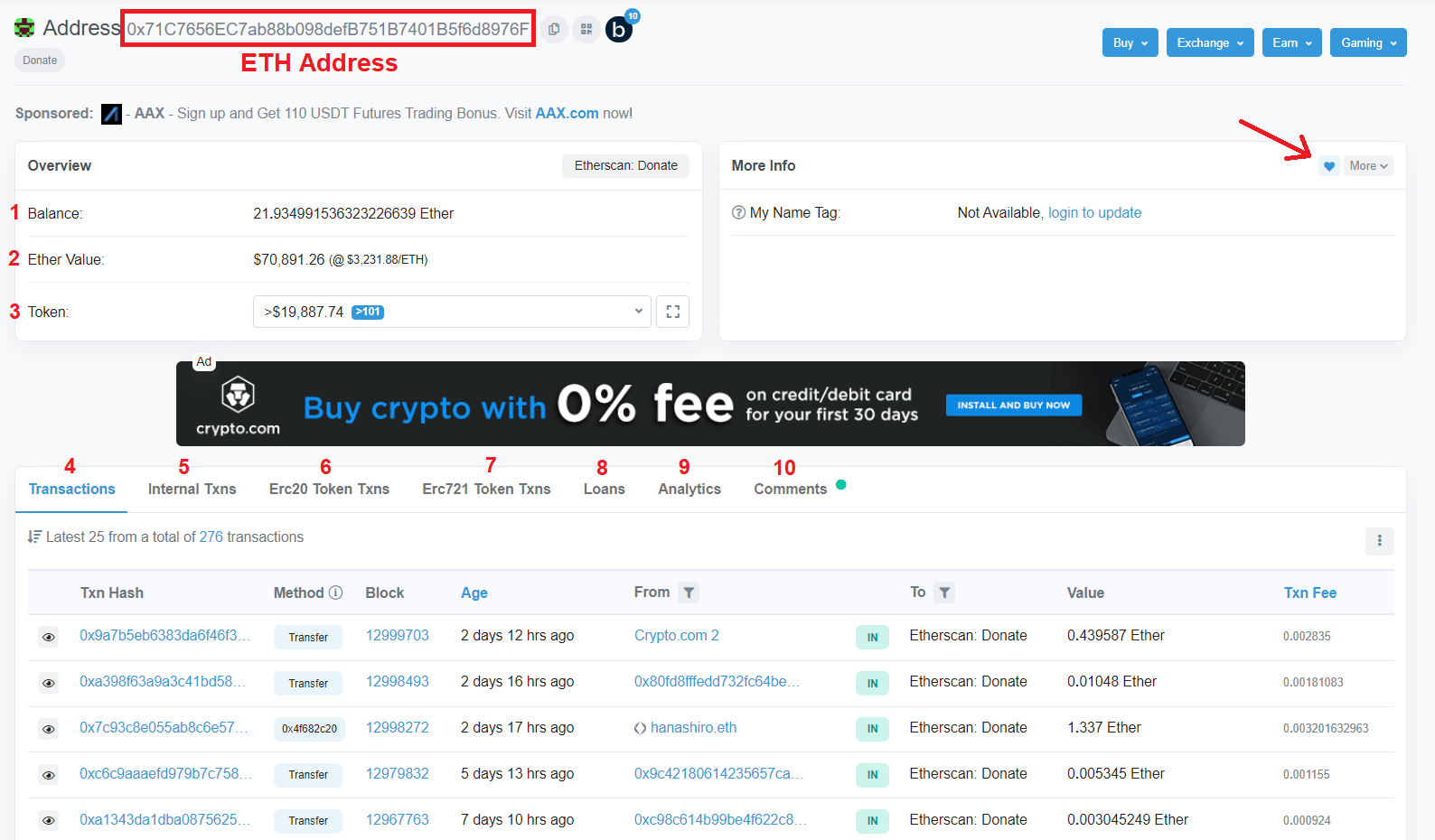 Kiểm tra ví ETH trên Etherscan