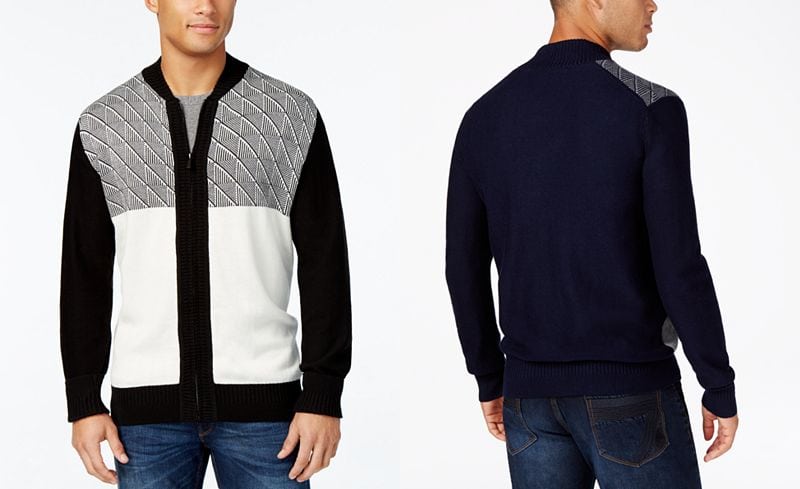 Men's Big & Tall Jacquard Full-Zip Cardigan