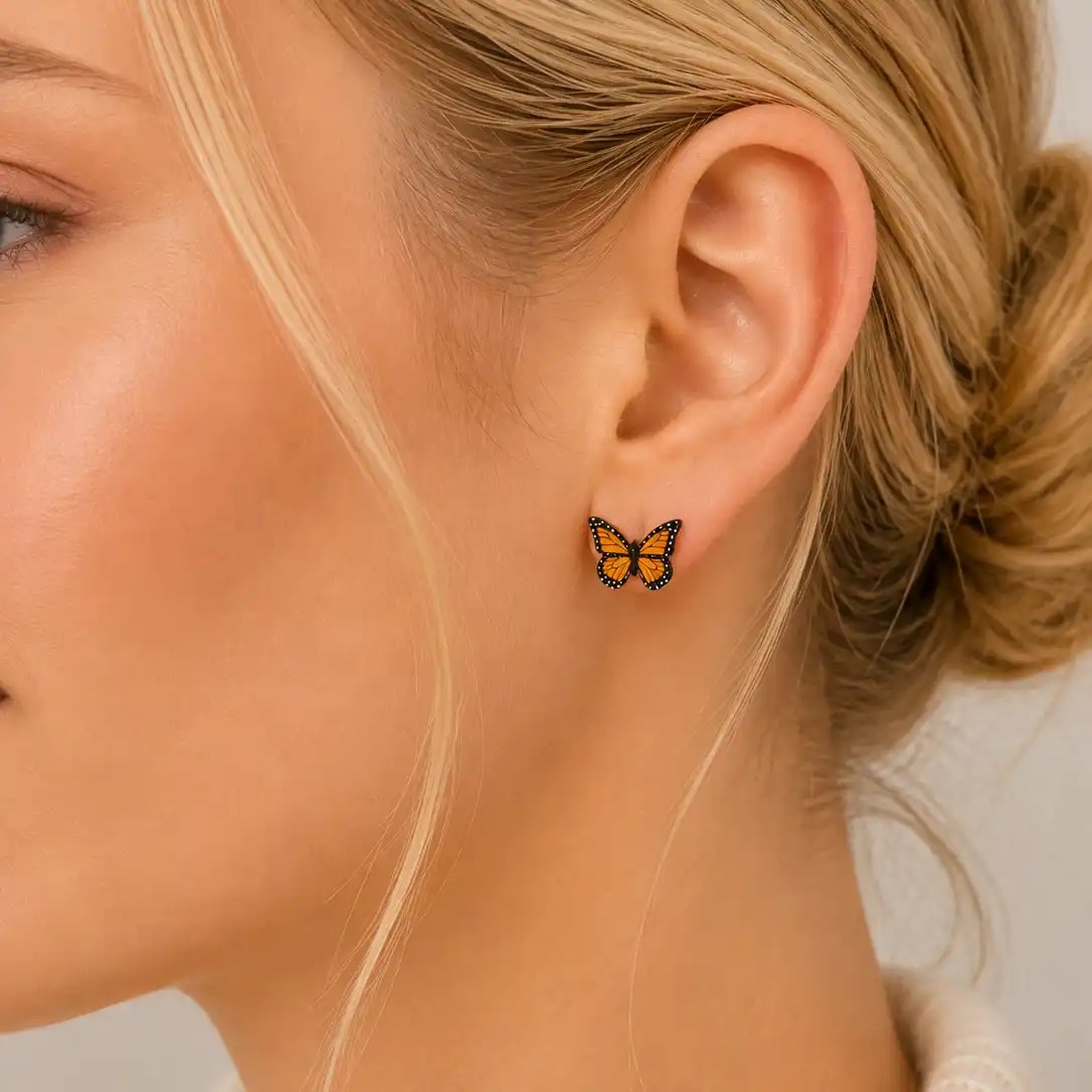 Monarch Butterfly Stud Earrings