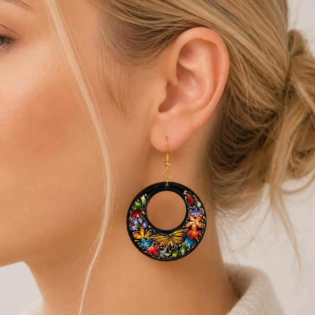 24K Gold Leaf Handpainted Drop Earrings