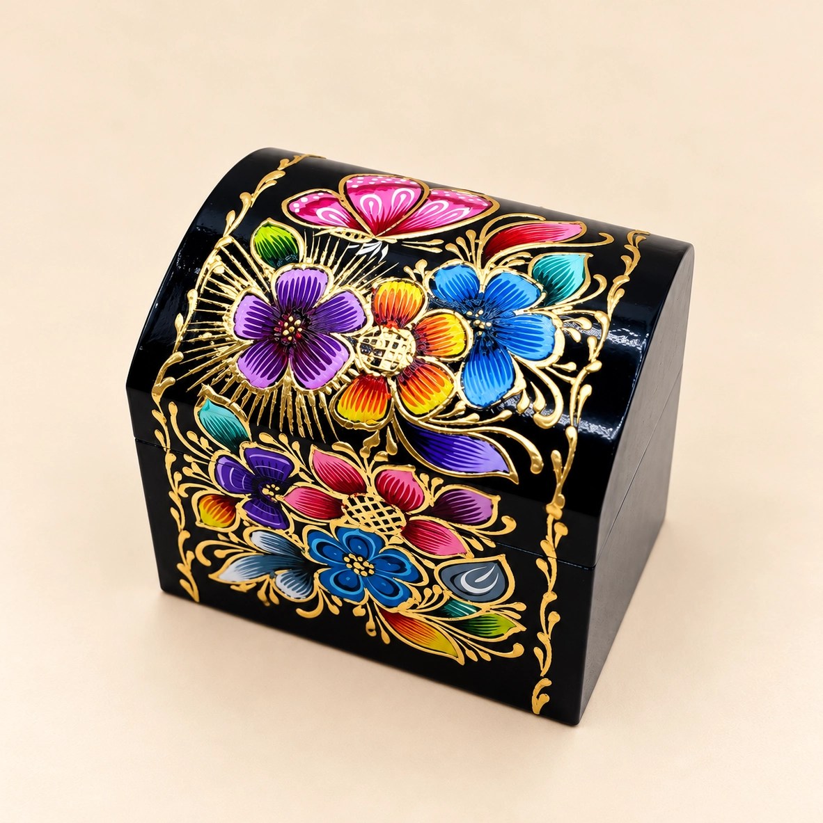 Small Hand-Painted Wooden Jewellery & Trinket Box