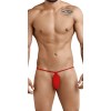Alluring men's micro strips red color thongs- front