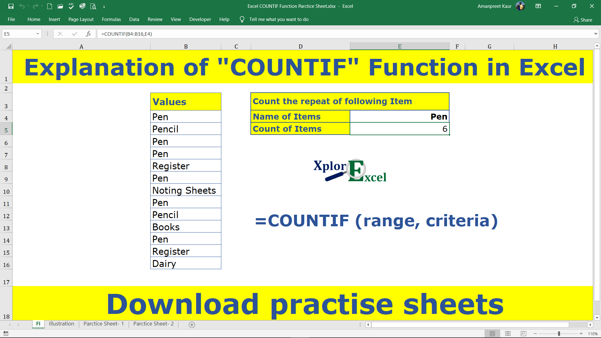 COUNTIF Excel Function Download 2 Practice Sheets Xplore Excel
