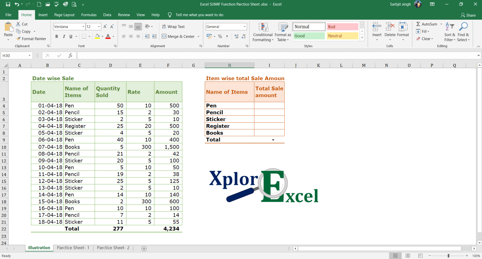 Excel SUMIF Function Download practice Sheet Xplore Excel