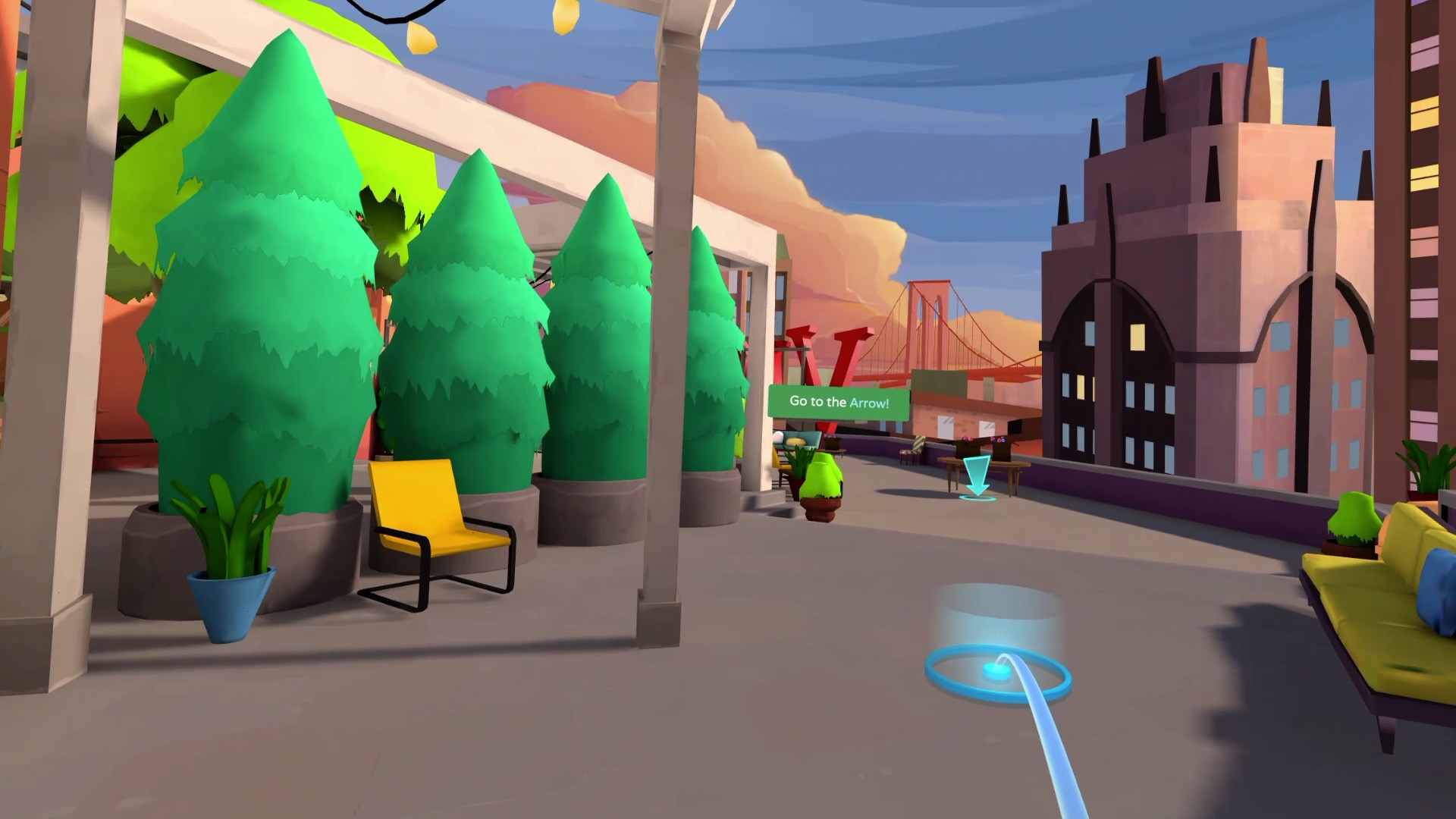 Screenshot of teleportation from the AltspaceVR Tutorial