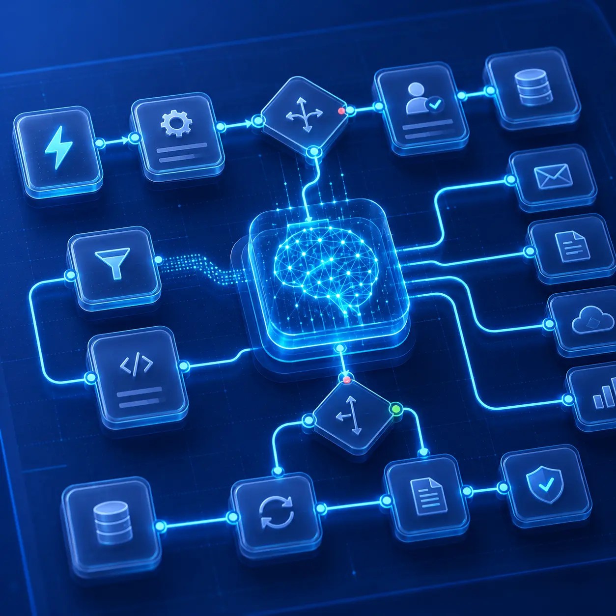 Futuristic AI-driven workflow interface