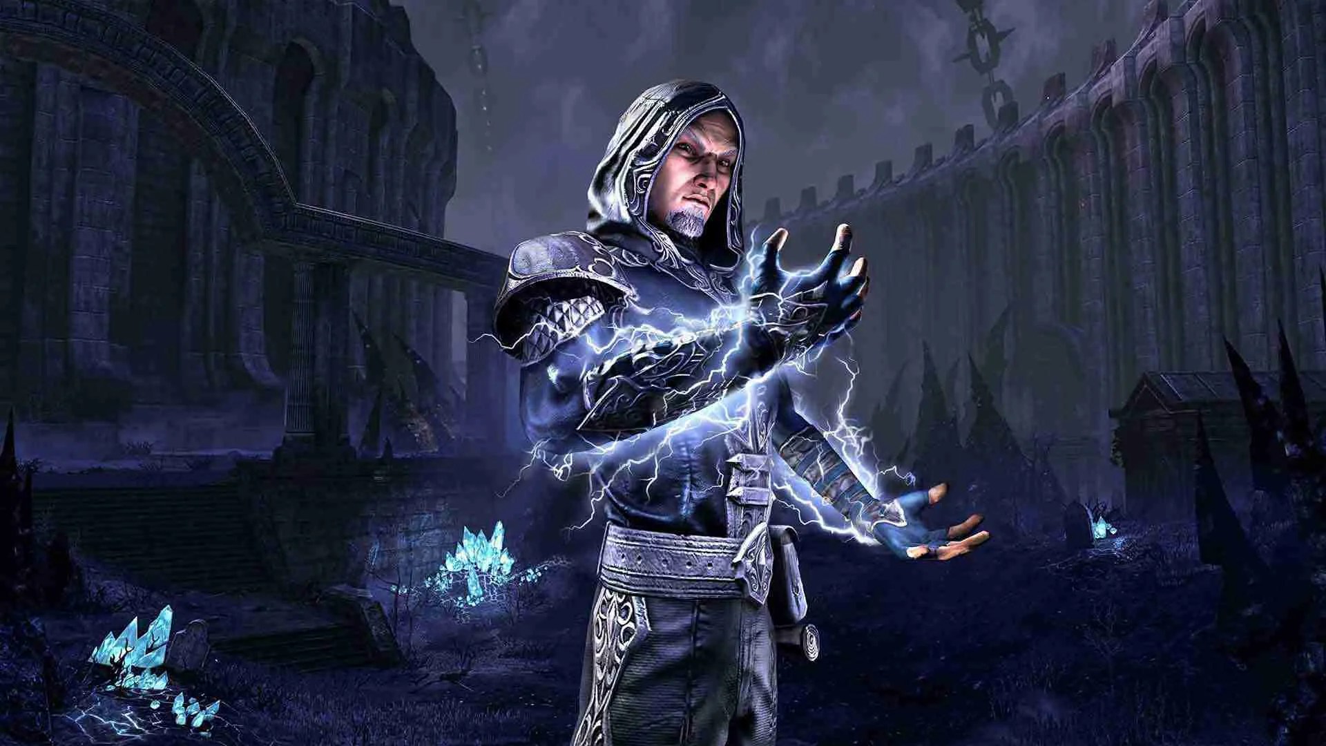 ESO sorcerer wielding lighting
