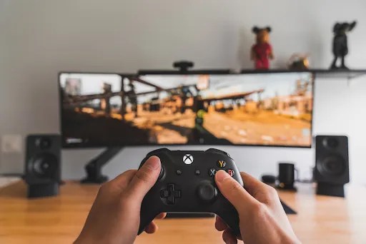 playing xbox with a large tv