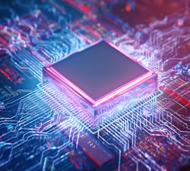 AI. Circuit board. Technology background. Central Computer Processor