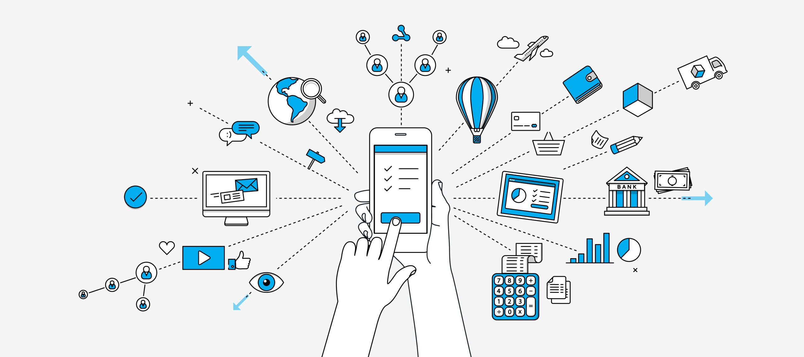 Phone interconnected to many different things, all being controlled from the smartphone.