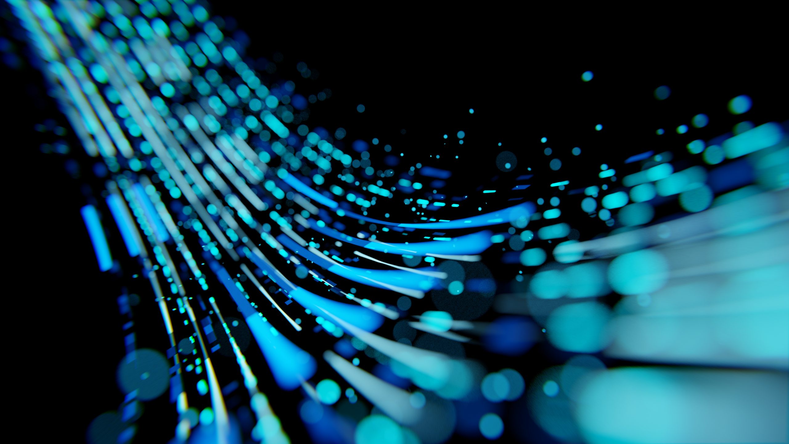 Abstract of modern high tech internet data center room with rows of racks with network and server hardware. 3d rendering