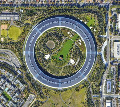 Silicon Valley looking down aerial view from above – Bird’s