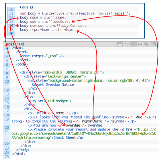 Google Apps Script Get createTemplateFromFile scriptlets
