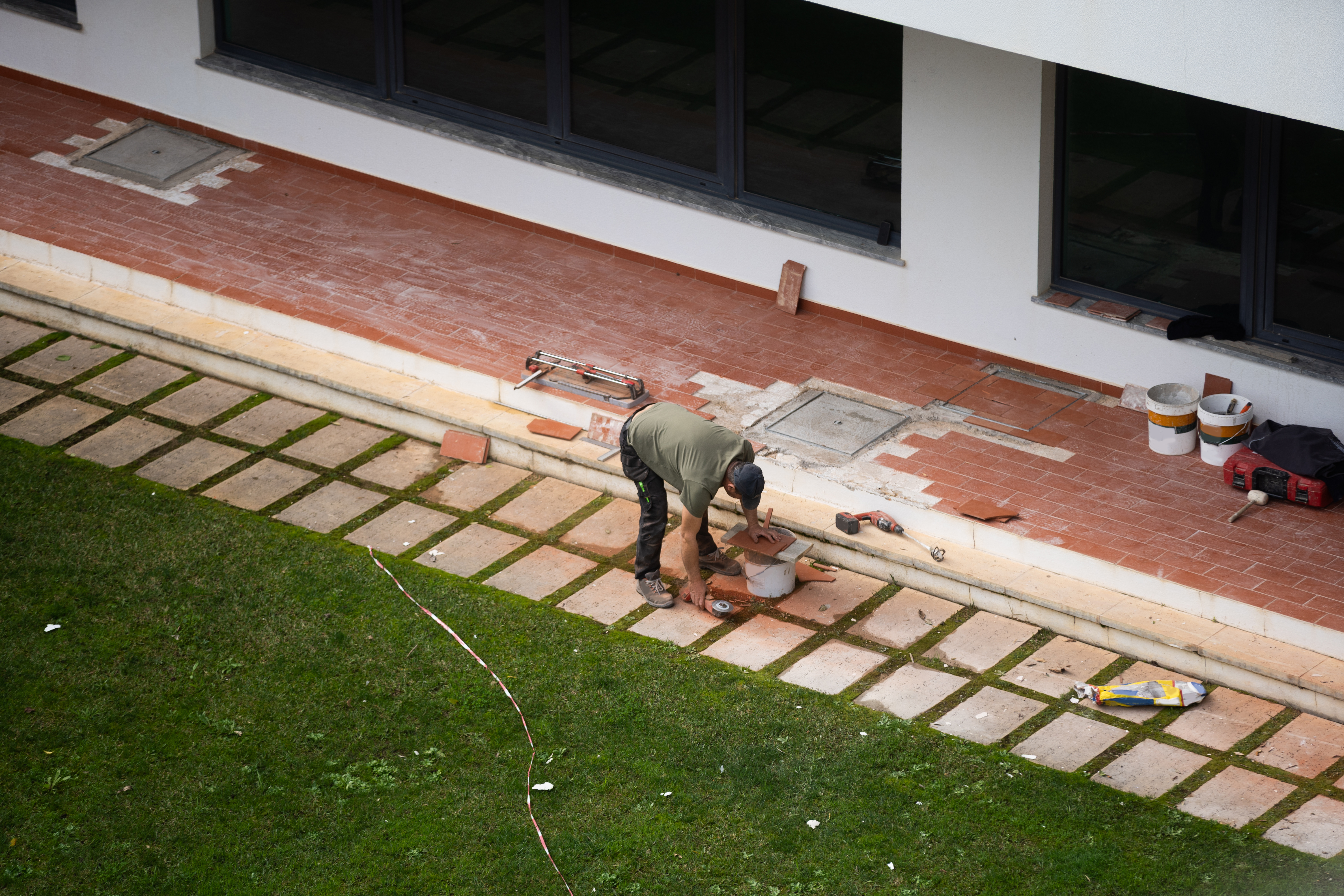 Precast concrete paver walkway installation and base preparation in Yakima, WA