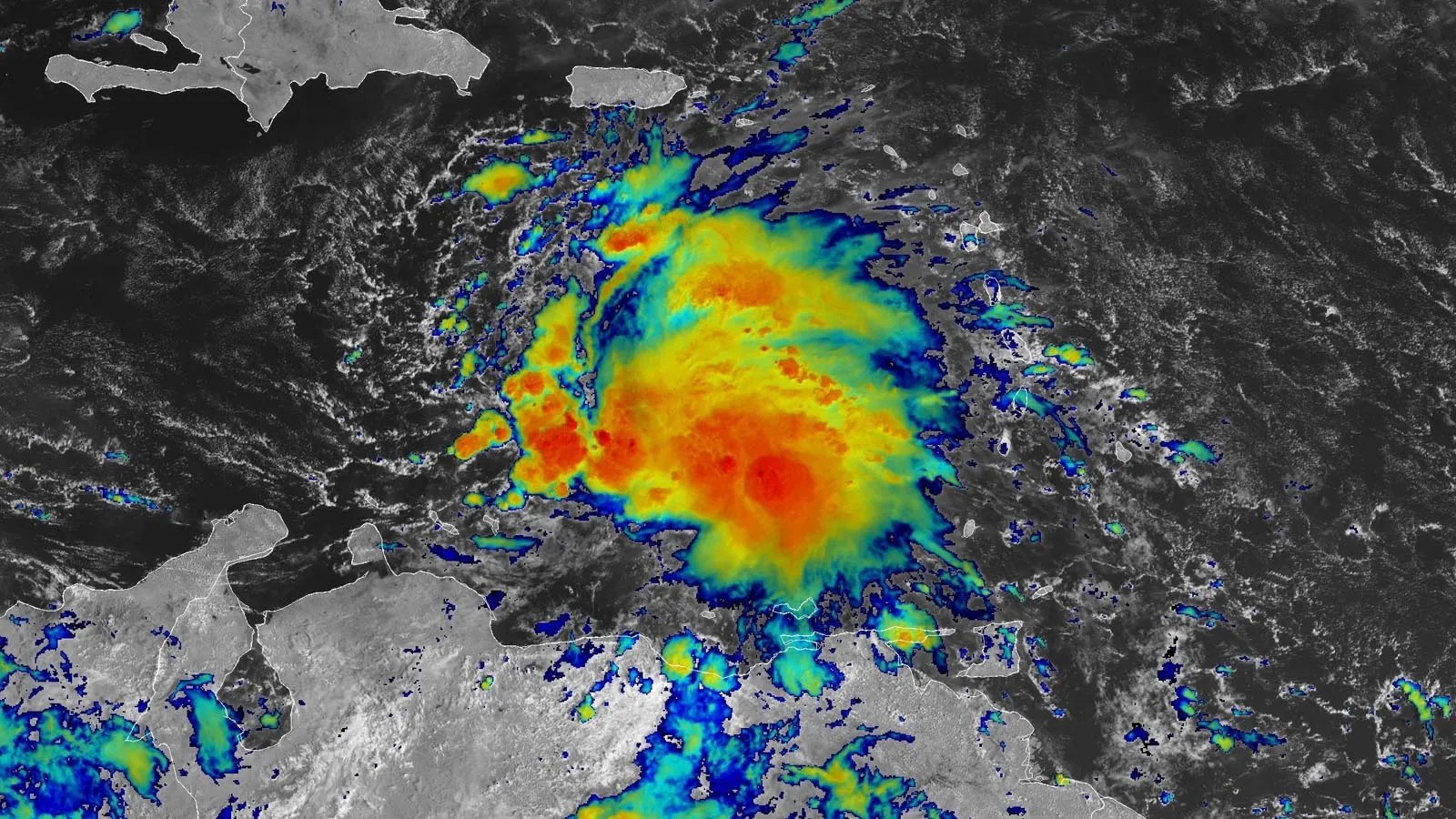 Un imagen satelital del Caribe y el sistema.