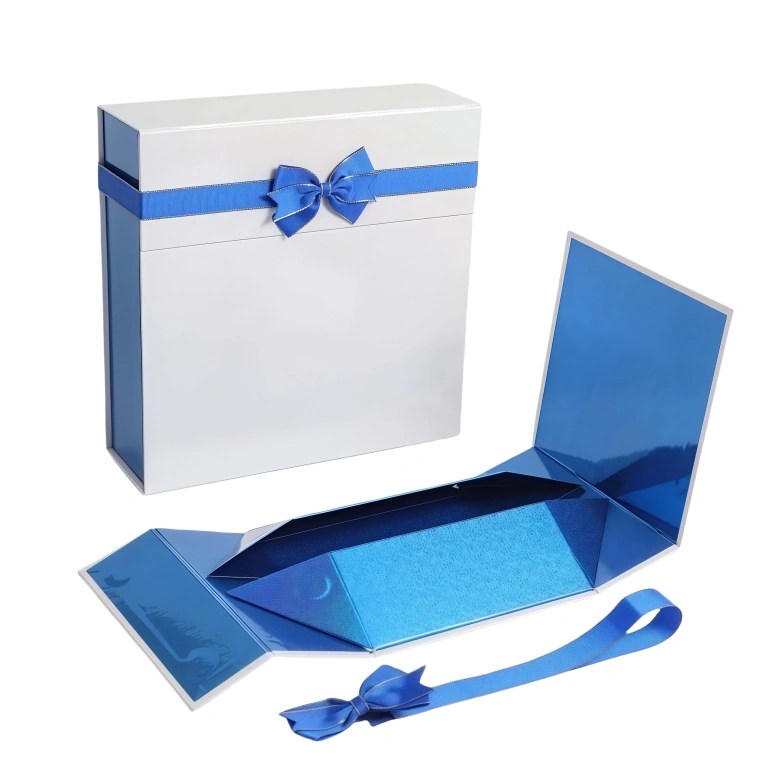 Custom High-Quality Blue Collapsible Magnetic Foldable Gift Box