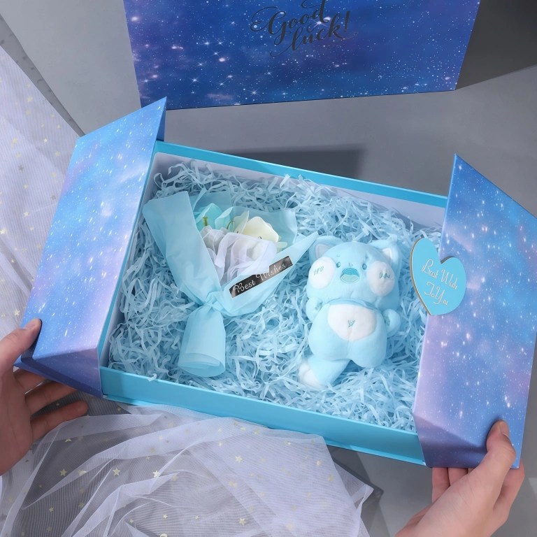 Creative Love Double Door Gift Box Blue Starry Sky Packaging Box