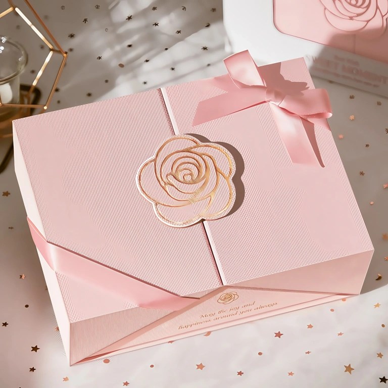 Double Door Flip-Top Gift Box Rose Magnetic Gift Box
