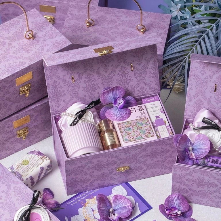Purple & Pink Flip-Top Magnetic Box High-end Practical Gift Box