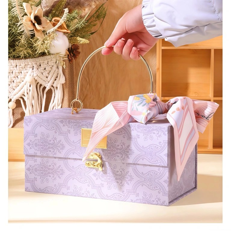 Purple & Pink Flip-Top Magnetic Box High-end Practical Gift Box