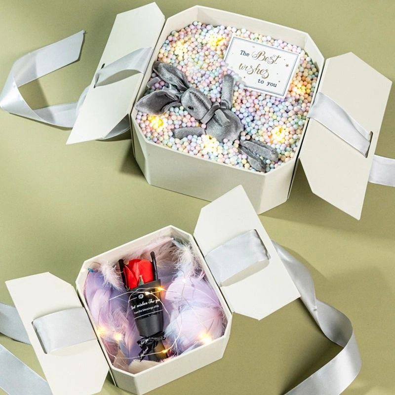 Creative Octagonal Box Bow Double Door Flip-Top Gift Box