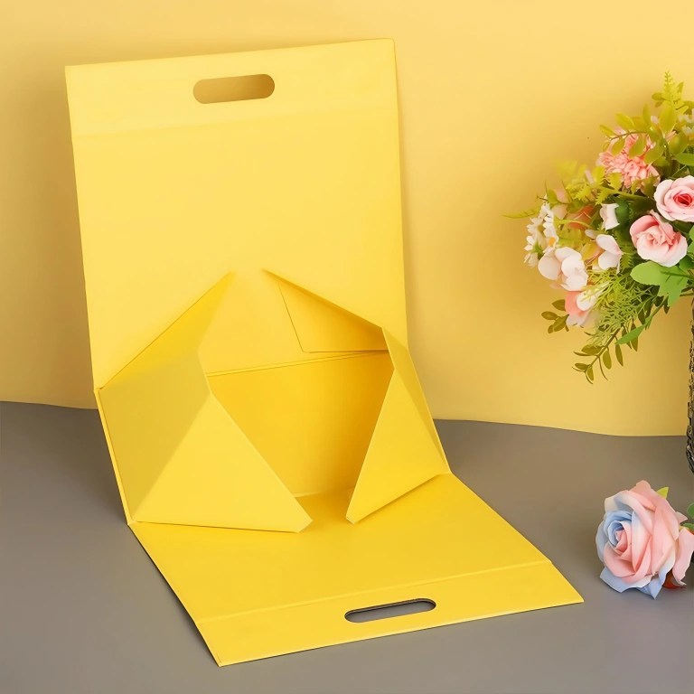 Custom Triangle Shape Handle Foldable Storage Gift Box