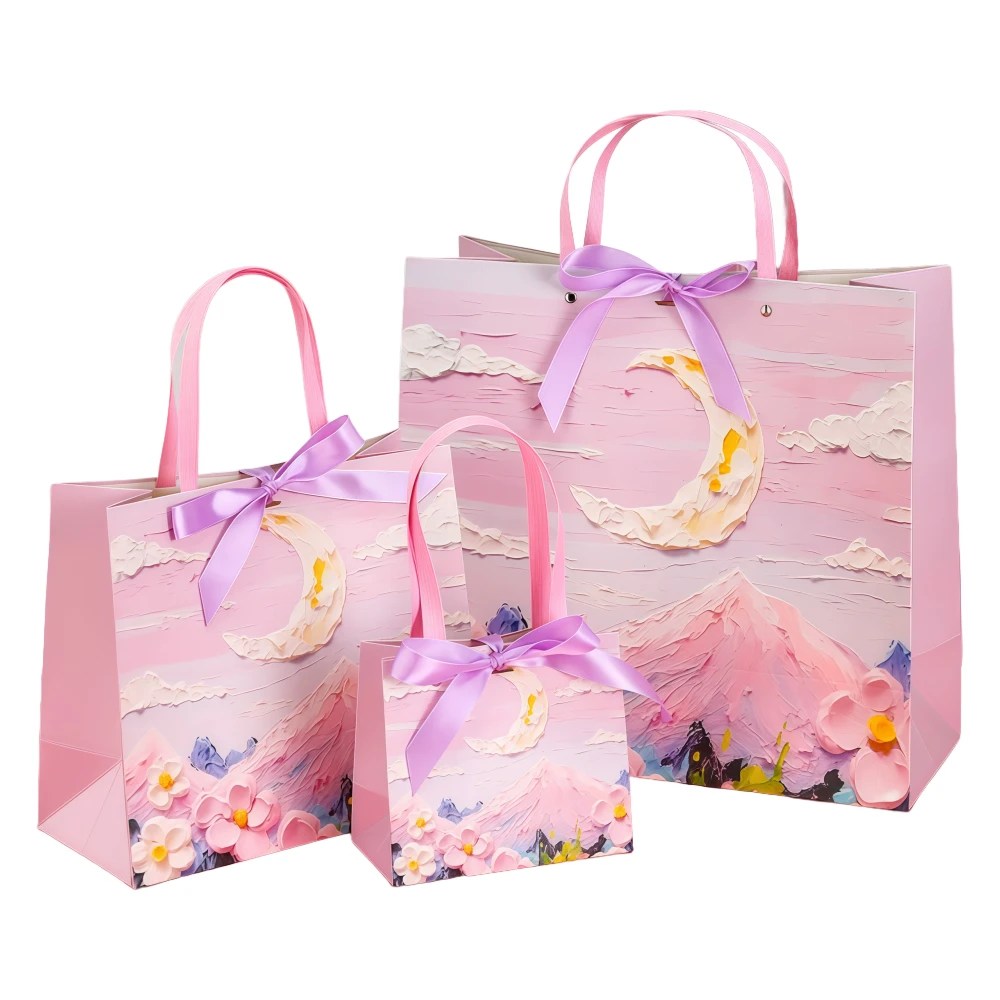Custom Oil Painting High-end Thickening Gift Handbag Paper Bag
