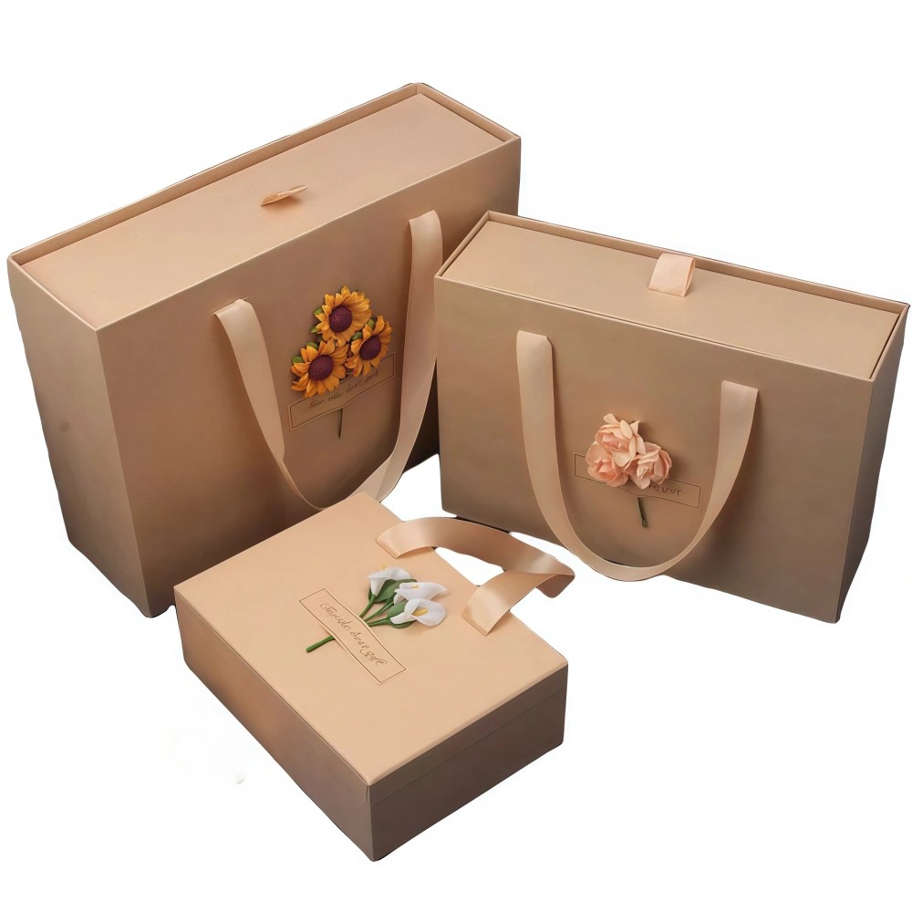 Custom Kraft Paper Drawer Gift Box Set with Gift Paper Bag