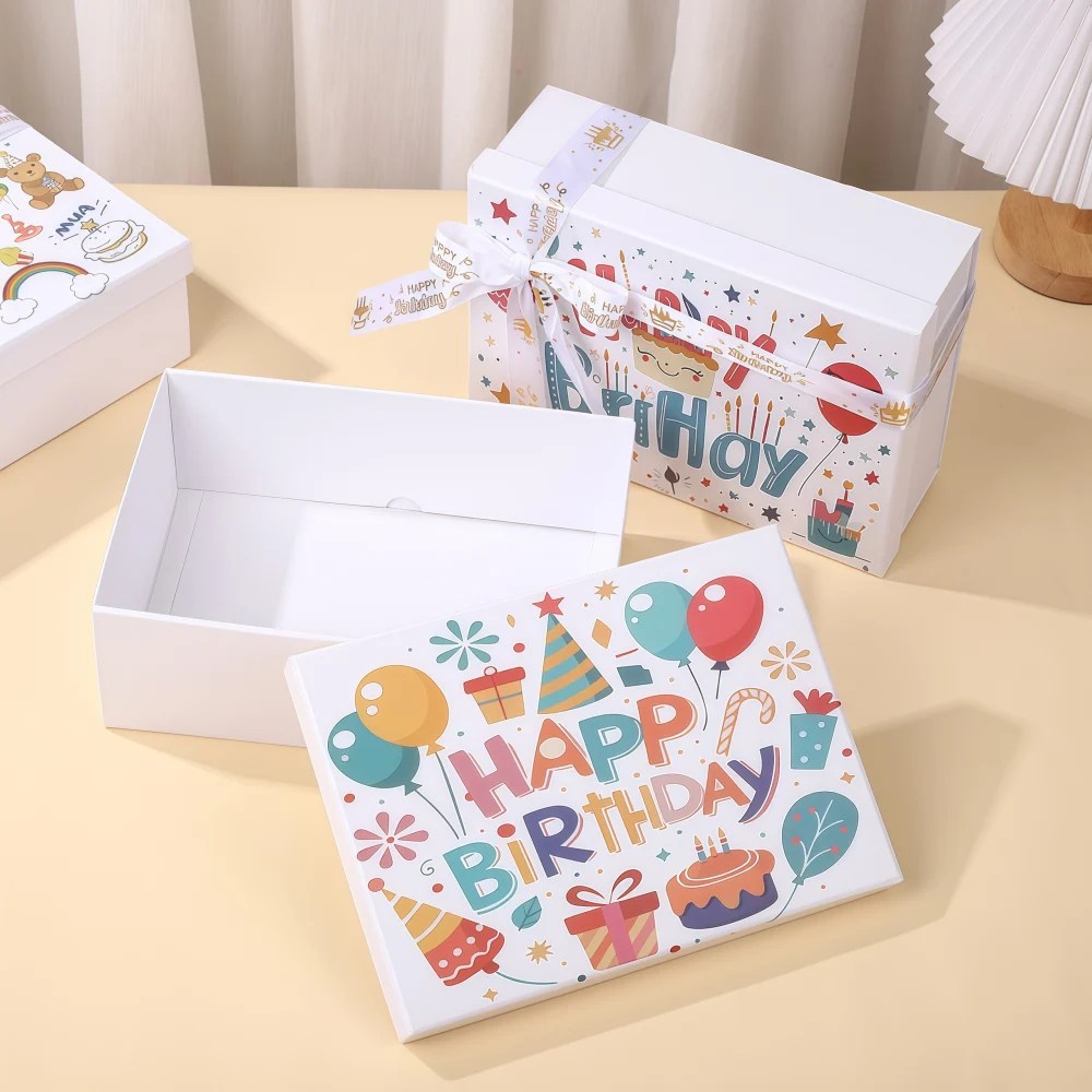Custom Colorful Happy Birthday Lid Gift Box