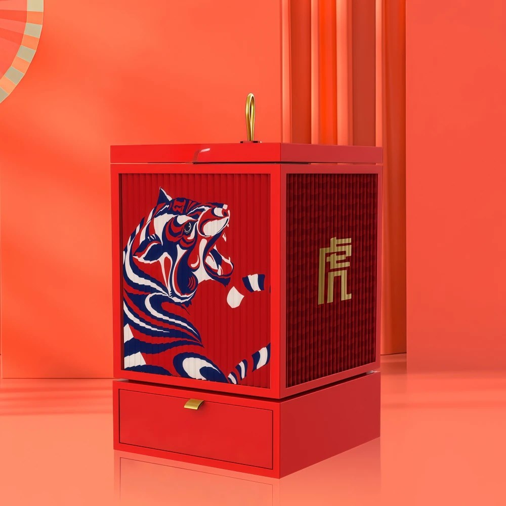 Custom Red Double-layer Rotation Unique Shape Drawer Gift Box