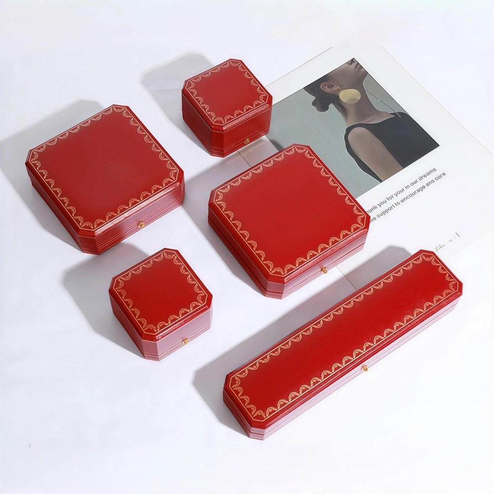 Elegante, maßgeschneiderte Klappdeckel-Box aus rotem PU-Leder für Ohrringe