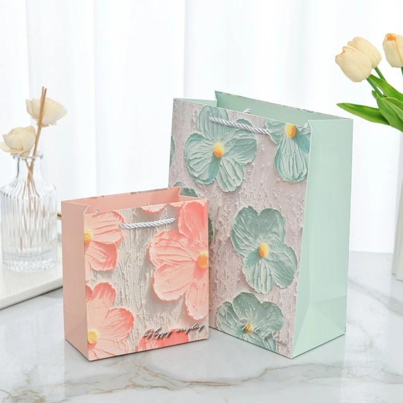 Vertical-format Three-dimensional Oil Painting Design Gift Paper Bag