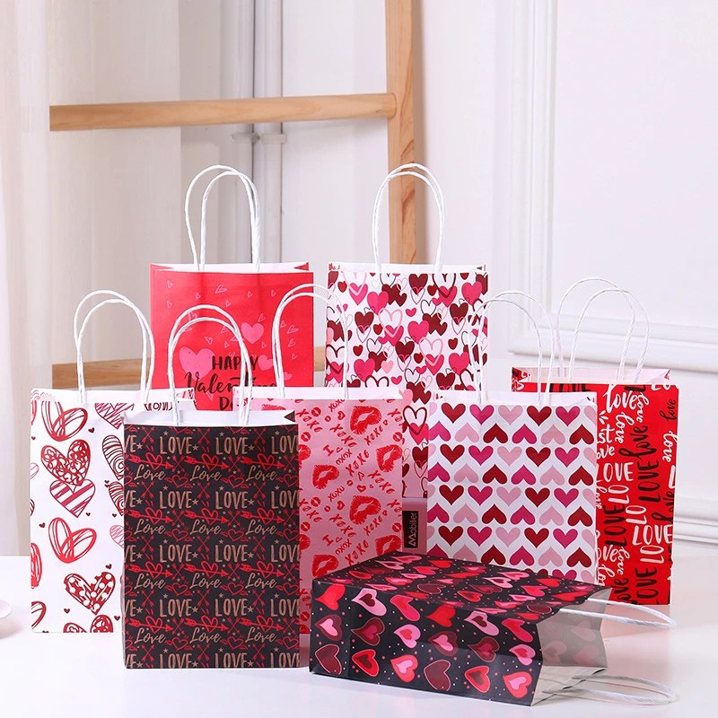Valentine's Day Heart-shaped Decorative Gift Paper Bag