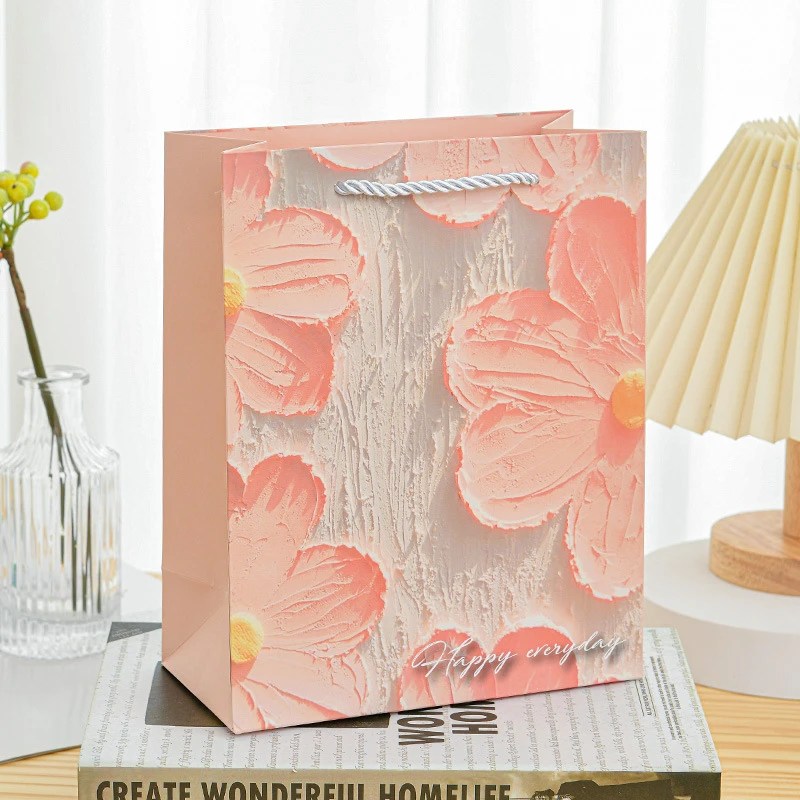 Vertical-format Three-dimensional Oil Painting Design Gift Paper Bag
