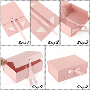 Custom Multi-Color Paper Foldable Gift Box with Gift Handbag – Image 4