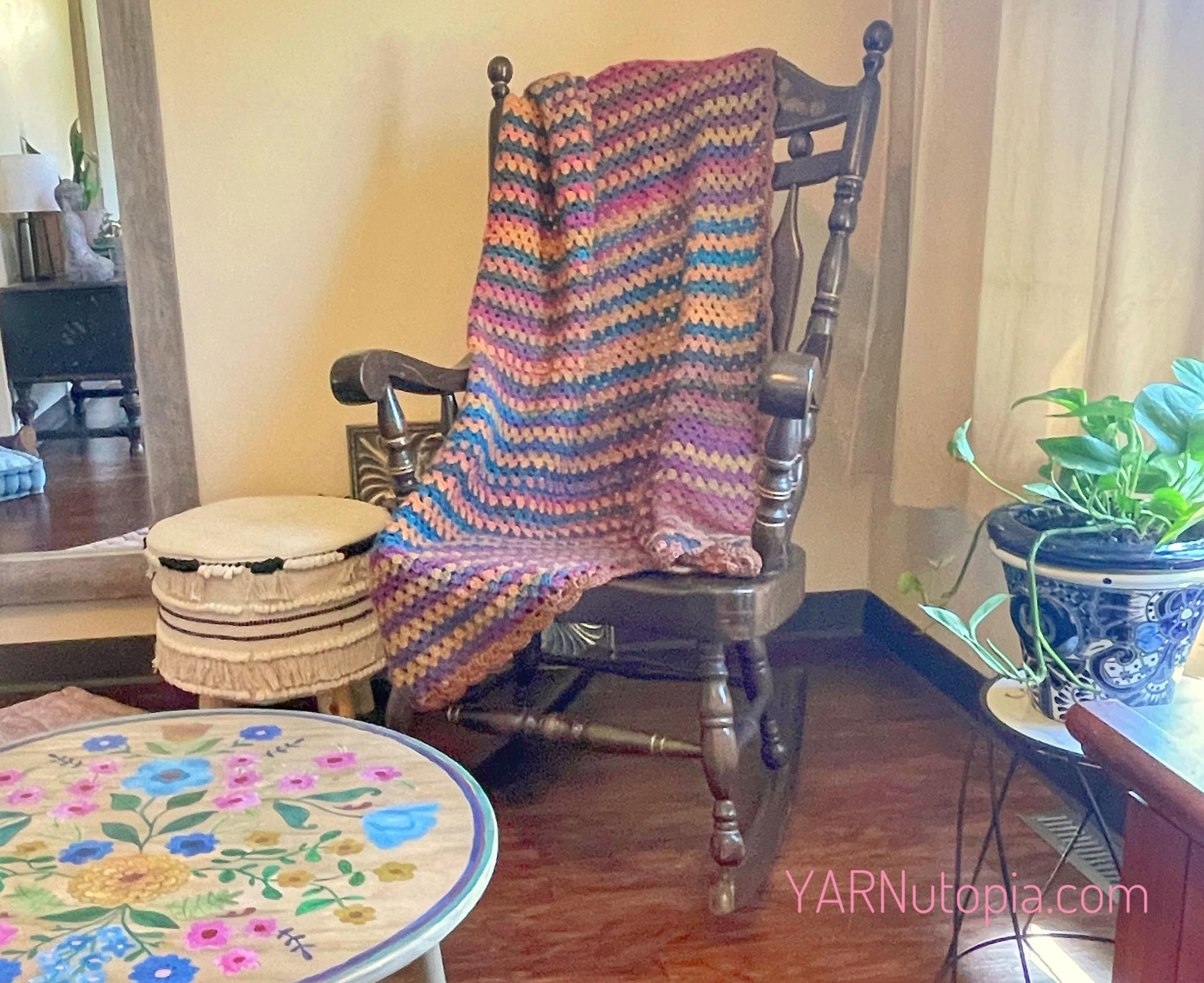 FREE Written Crochet Pattern: Boho Throw Blanket - YARNutopia & M0re