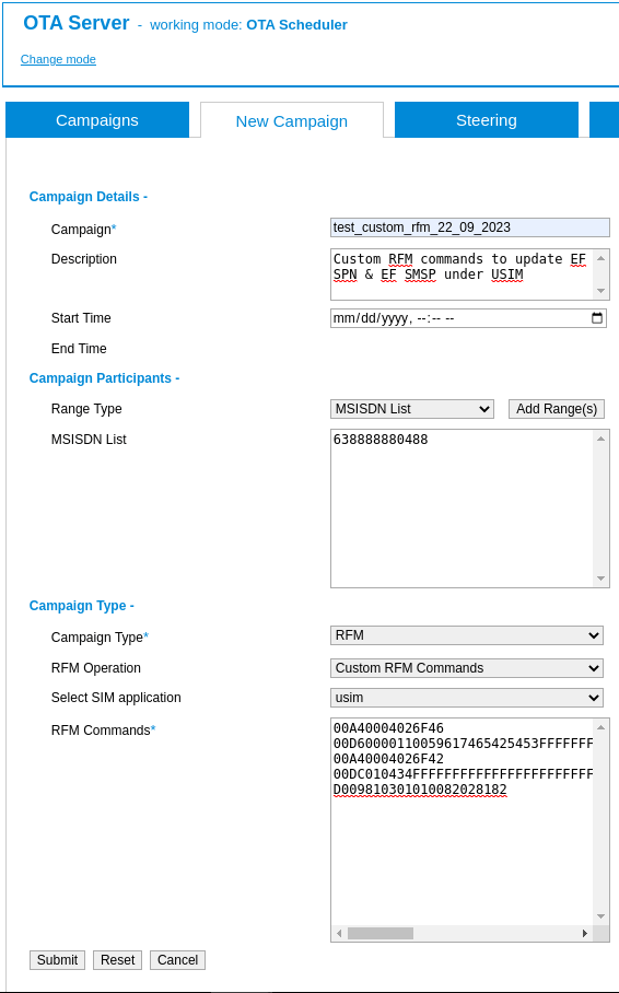 Create RFM campaigns using OTA Interface 36