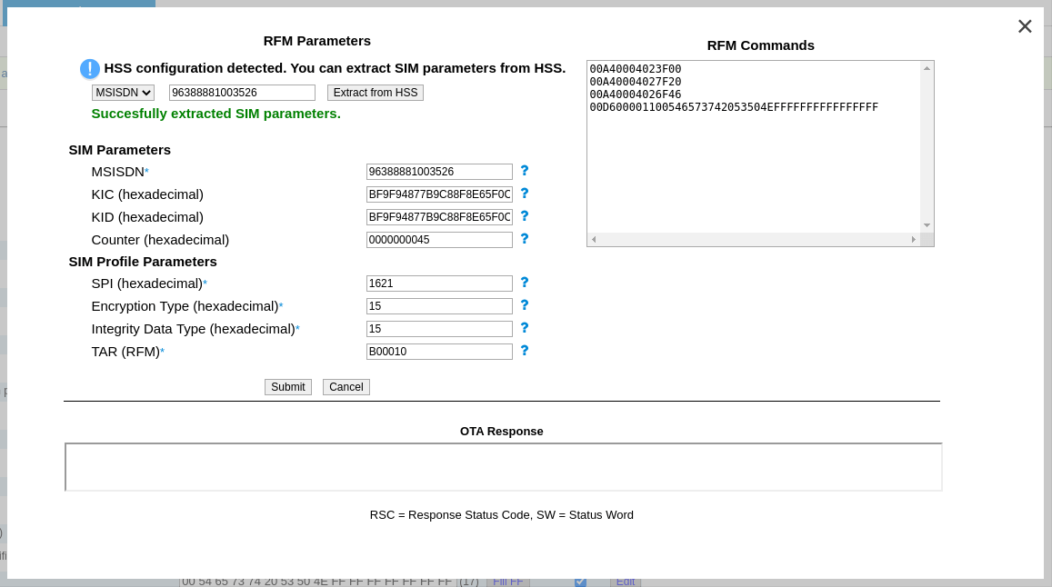 Sending custom OTA commands in OTA SMSC mode 33
