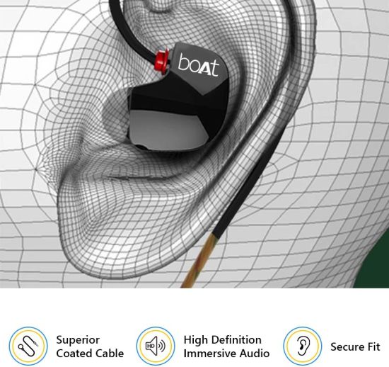 3.5 mm · superior coated cables · dynamic driver · superior comfort. Boat Nirvanaa Uno Sports Headphones With Mic Black Yazhli