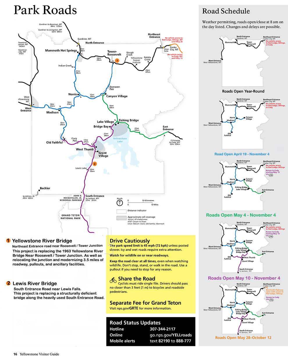 Yellowstone National Park Road Information Yellowstone Up Close And 