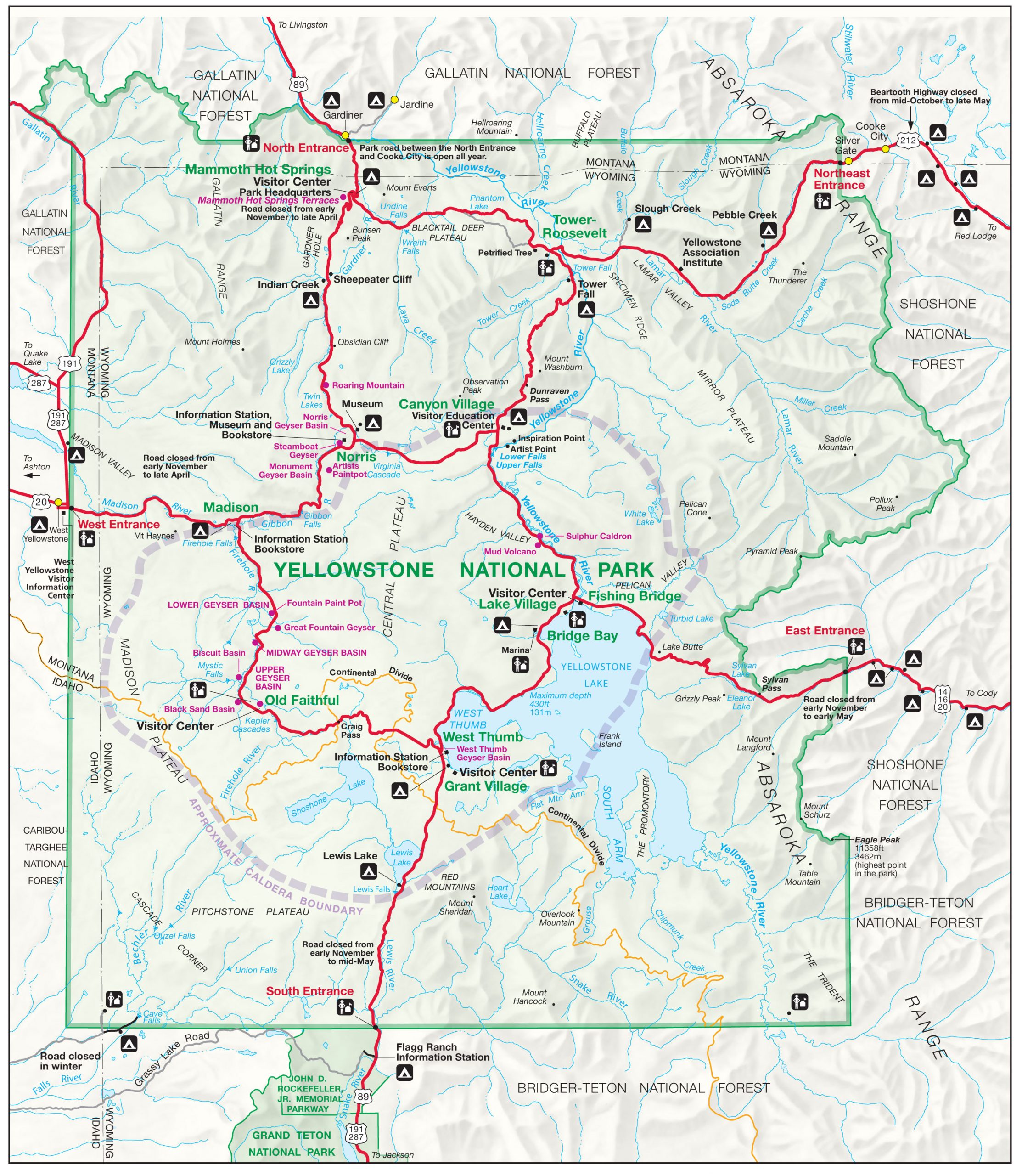 Yellowstone National Park Official Park Map Yellowstone National Park Yellowstone Map Scaled 1 
